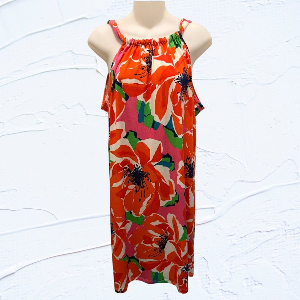 TRINA TURK mini floral halter dress Sz. S tropical botanical summer spring - Picture 2 of 5